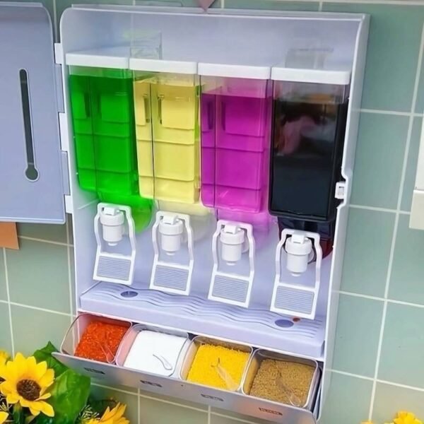 Distributeur mural 2-en-1 pour liquides et épices – 3200 ml